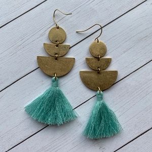 Gold and Turquoise Tassel Earrings